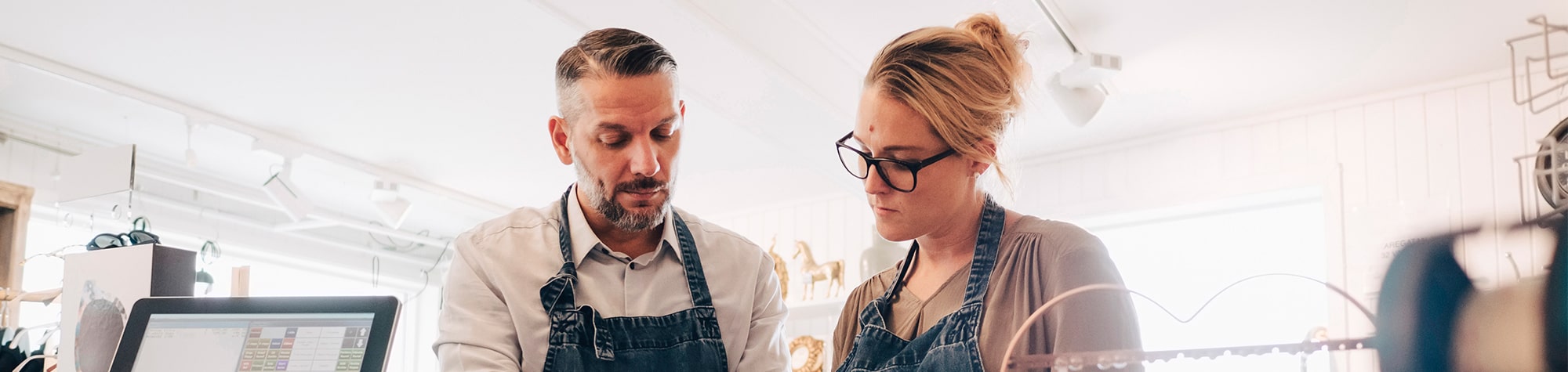 Employees working in store