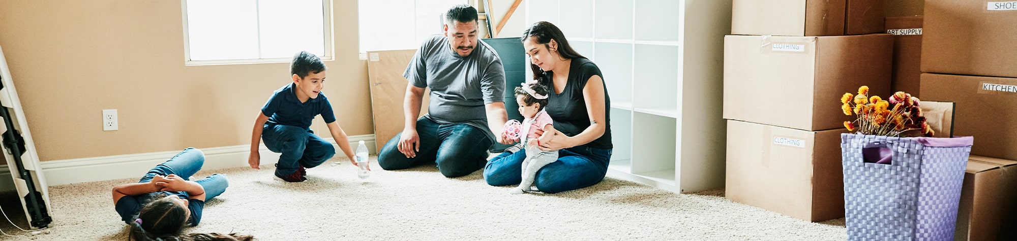 Family playing together in living room