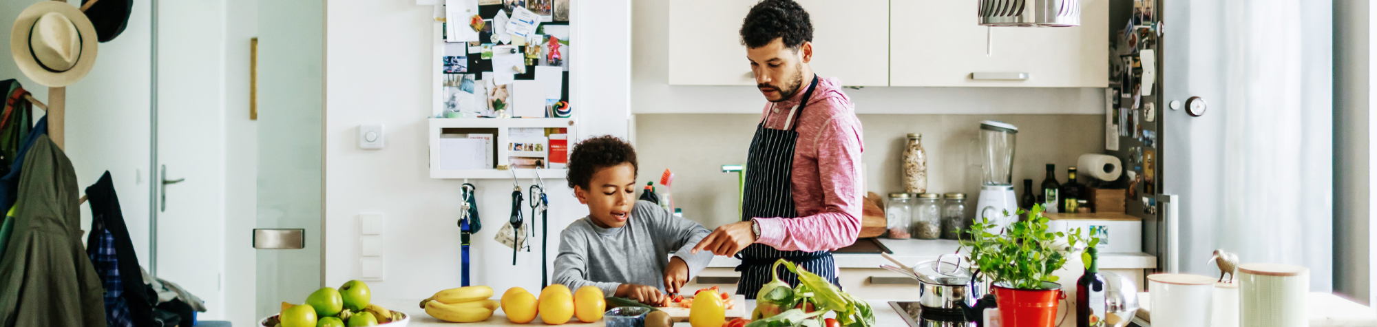 Father and son cooking